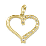 Solid 14K Gold Heart with Clear CZ Pendant