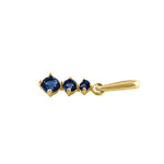 Solid 14K Yellow Gold Triple Round Blue Sapphire CZ Pendant