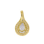 Solid 14K Gold Clear CZ Halo Drop Pendant