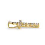 Solid 14K Gold Clear CZ Cross Pendant