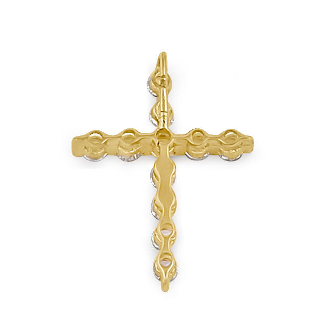 Solid 14K Gold Clear CZ Cross Pendant