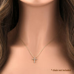 Solid 14K Gold Clear CZ Cross Pendant