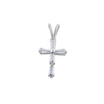 Solid 14K White Gold Baguette Straight Clear CZ Cross Pendant