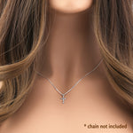 Solid 14K White Gold Baguette Straight Clear CZ Cross Pendant