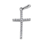 Solid 14K White Gold Cross Clear CZ Pendant
