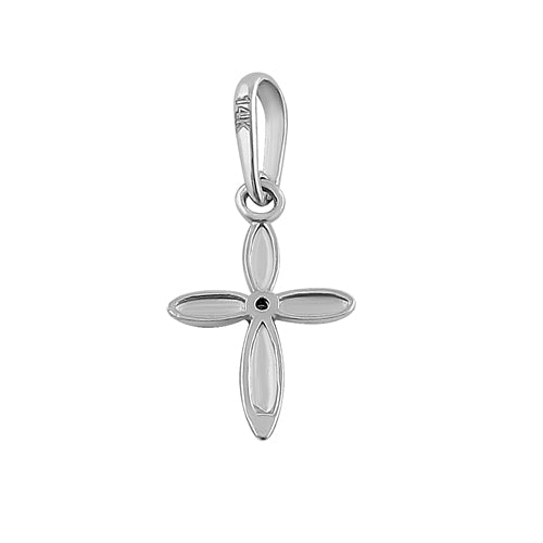 Solid 14K White Gold Vintage Cross Clear CZ Pendant