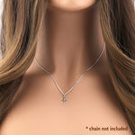 Solid 14K White Gold Vintage Cross Clear CZ Pendant