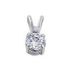 Solid 14K White Gold 4.5MM Round Clear CZ Pendant