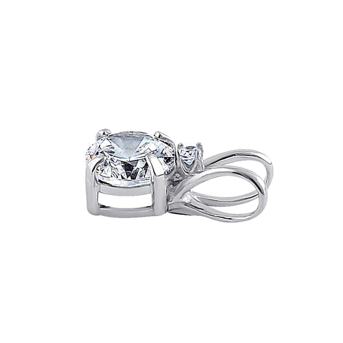 Solid 14K White Gold 4.5MM Round Clear CZ Pendant