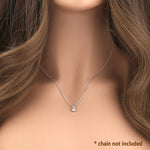 Solid 14K White Gold 4.5MM Round Clear CZ Pendant