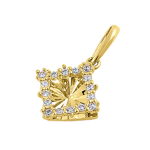 Solid 14K Yellow Gold Diamond Shaped CZ Pendant