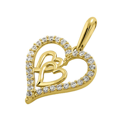 Solid 14K Yellow Gold True Love CZ Pendant