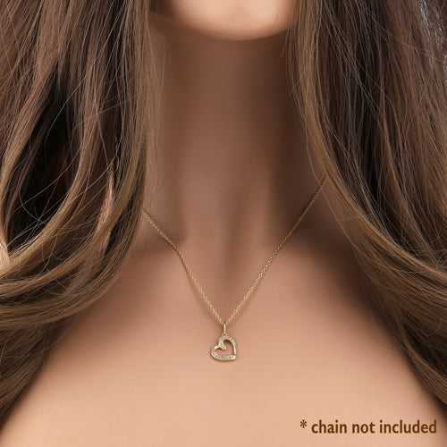 Solid 14K Yellow Gold Generous Heart CZ Pendant