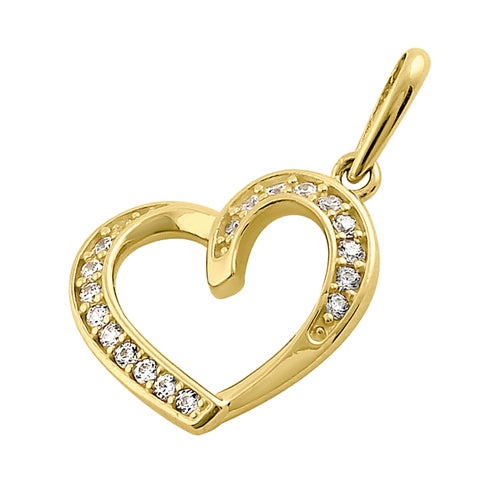 Solid 14K Yellow Gold Generous Heart CZ Pendant