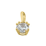 Solid 14K Yellow Gold 6mm Round Cut CZ Pendant