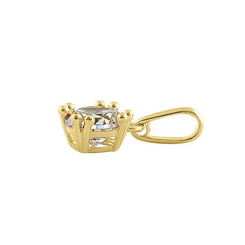 Solid 14K Yellow Gold 6mm Round Cut CZ Pendant