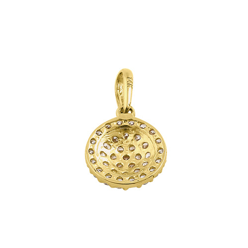 Solid 14K Yellow Gold Shield Pave CZ Pendant