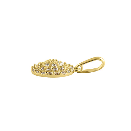 Solid 14K Yellow Gold Shield Pave CZ Pendant