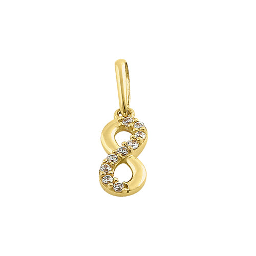 Solid 14K Yellow Gold Small Infinity CZ Pendant