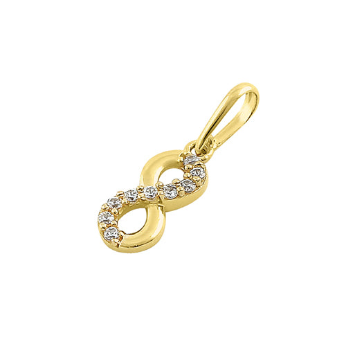 Solid 14K Yellow Gold Small Infinity CZ Pendant