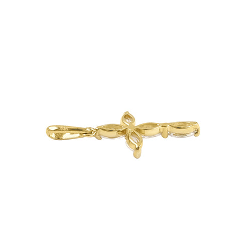 Solid 14k Gold Marquise Cross Pendant