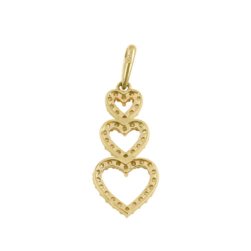 Solid 14k Gold Heart Tier CZ Pendant