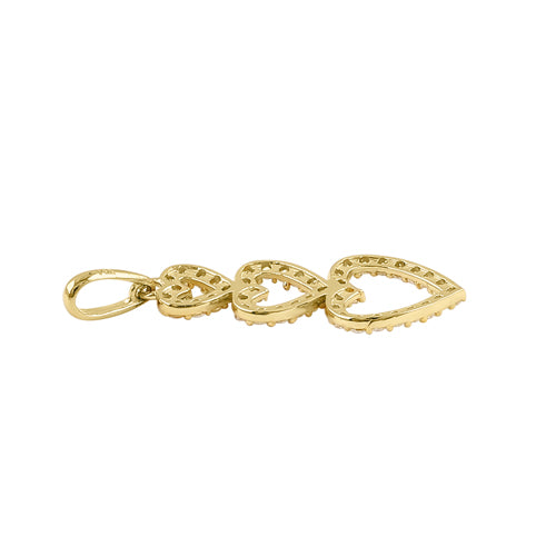 Solid 14k Gold Heart Tier CZ Pendant