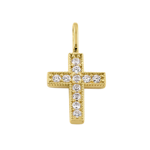 Solid 14k Gold Small Cross CZ Pendant