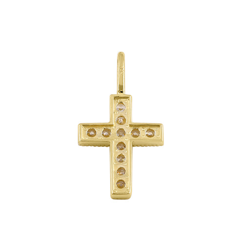 Solid 14k Gold Small Cross CZ Pendant