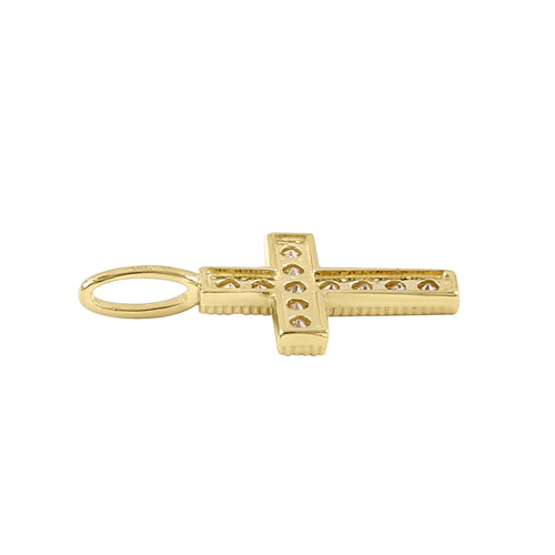 Solid 14k Gold Small Cross CZ Pendant