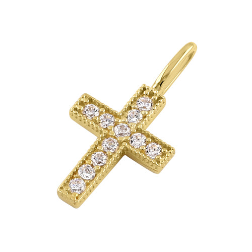 Solid 14k Gold Small Cross CZ Pendant
