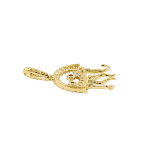 Solid 14k Gold Jellyfish CZ Pendant