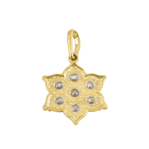 Solid 14k Gold Flower CZ Pendant