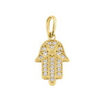 Solid 14k Religious Hamsa CZ Gold Pendant