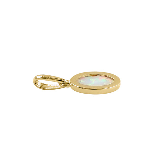 Solid 14k Gold Minimalist Oval Opal Pendant