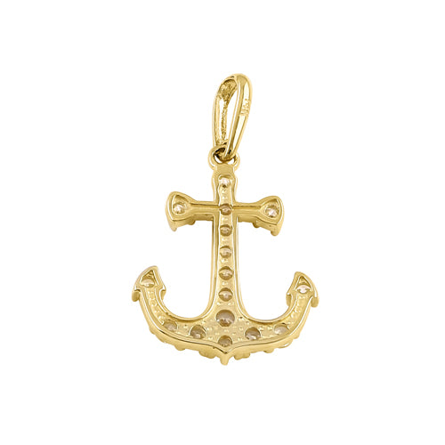 Solid 14k Gold Anchor CZ Pendant