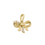 Solid 14k Gold Mini Bow CZ Pendant
