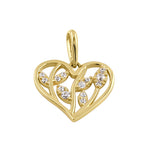 Solid 14k Gold Trendy Heart with Branches CZ Pendant