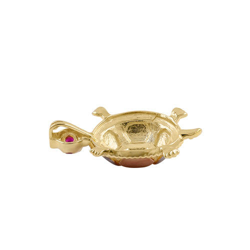 Solid 14k Multi-Gold Turtle CZ Pendant