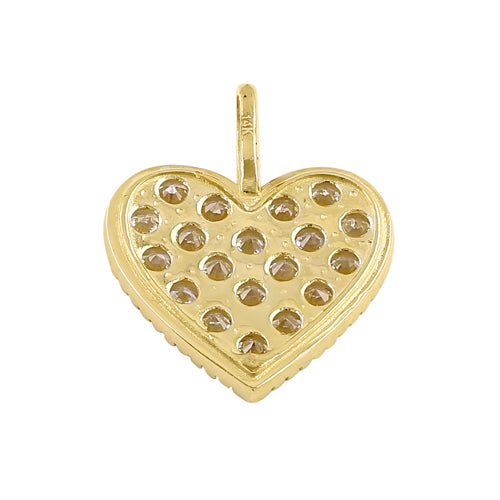 Solid 14k Gold Pave Heart CZ Pendant