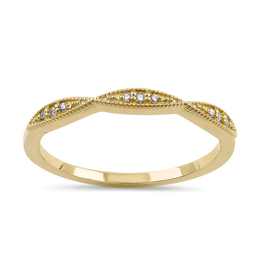 Solid 14K Yellow Gold Thin Pave Half Eternity Diamond Ring