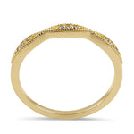 Solid 14K Yellow Gold Thin Pave Half Eternity Diamond Ring