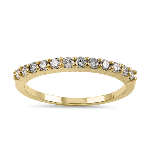 Solid 14K Yellow Gold 2.0mm Half Eternity Diamond Ring