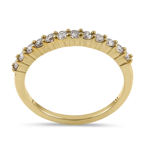 Solid 14K Yellow Gold 2.0mm Half Eternity Diamond Ring