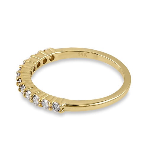 Solid 14K Yellow Gold 2.0mm Half Eternity Diamond Ring