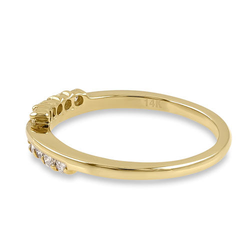 Solid 14K Yellow Gold Elegant Overlapping Diamond Ring