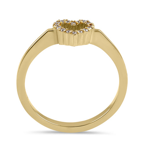 Solid 14K Yellow Gold Heart Diamond Ring