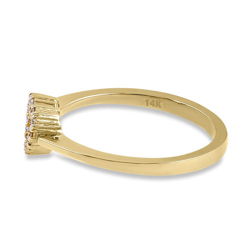 Solid 14K Yellow Gold Heart Diamond Ring