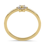 Solid 14K Yellow Gold Dainty Flower Diamond Ring