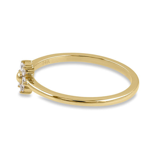 Solid 14K Yellow Gold Dainty Flower Diamond Ring